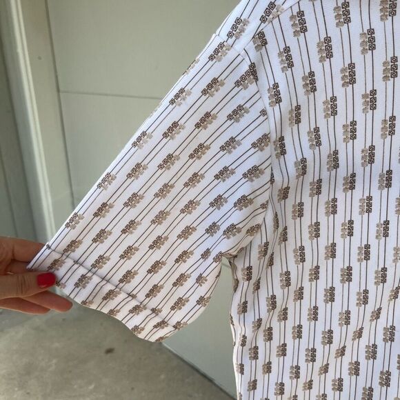 Vintage 1970s Sears Men’s Store Poly Knit Dress Shirt, Geometric, Sz M/L - Picture 4 of 6